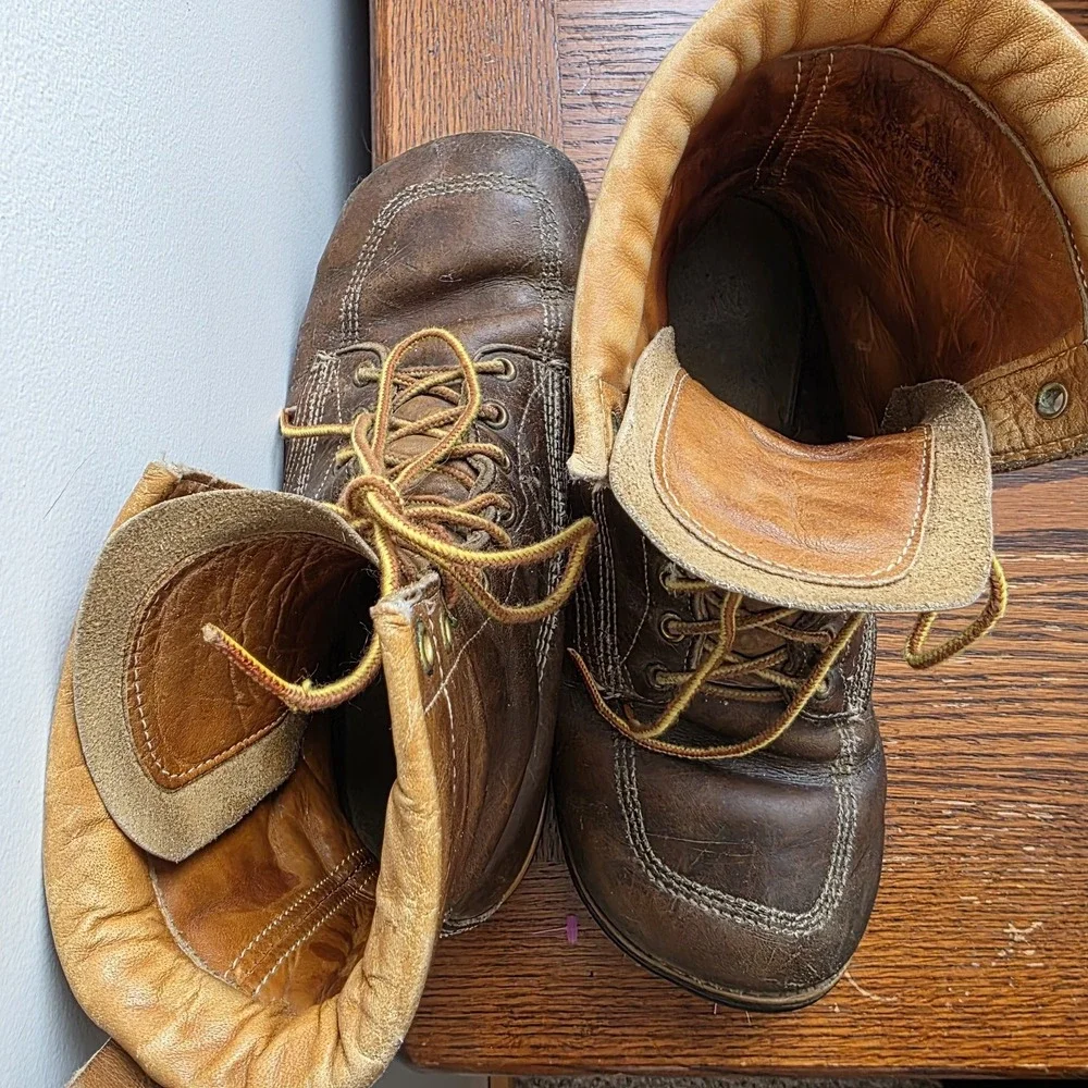 Leather‎ Square Toe Lace Up Land Rover Brown Boots Size 9.5 E Gorp Grunge Thrash